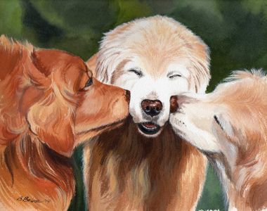 Three dog watercolor